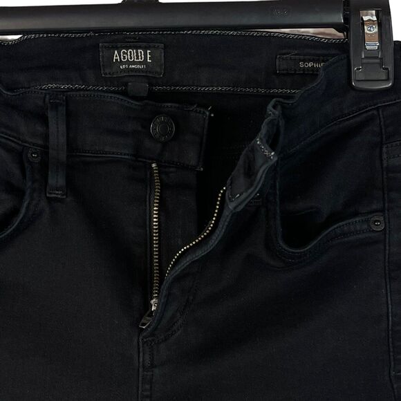 AGOLDE SZ 24 Sophie Skinny Jeans Mid-Rise Stretch Pockets Zip-Fly Black - Picture 4 of 13